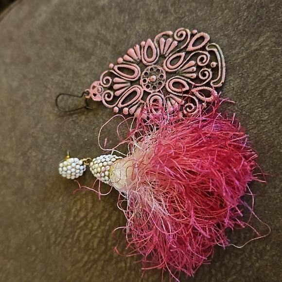 Mismatched Baublebar Fuzzy Tassel Filigree Rave Dangle Earrings - Picture 2 of 6